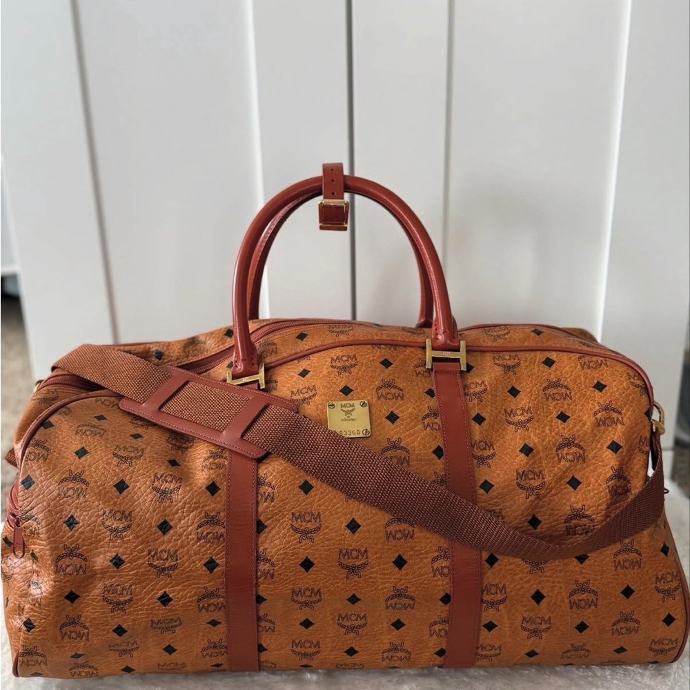 MCM Tan Monogram Travel Bag